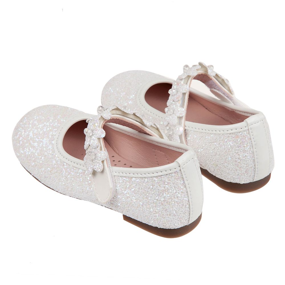 台灣製造 - 閃亮花舞白色兒童公主鞋