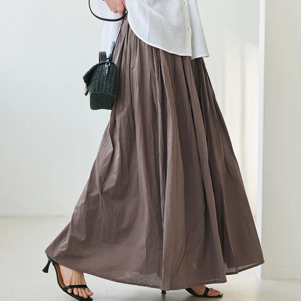日本 COCA - [大人]100%棉 定番舒適修身長裙-深可可