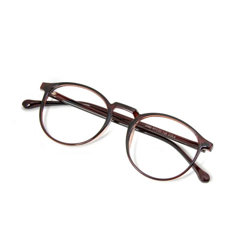ALEGANT - 簡約造型輕量亮棕圓框UV400濾藍光眼鏡