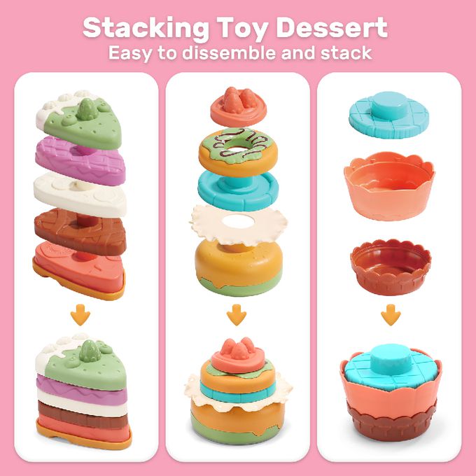 CuteStone - 兒童仿真鬆餅機與小蛋糕切切樂套裝玩具23件組(福利品盒損出清)