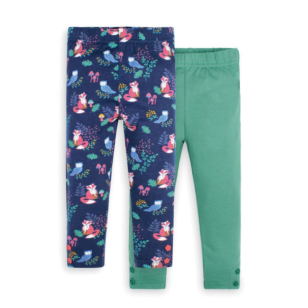 英國 JoJo Maman BeBe - 保暖內搭褲兩入組-松鼠與鳥