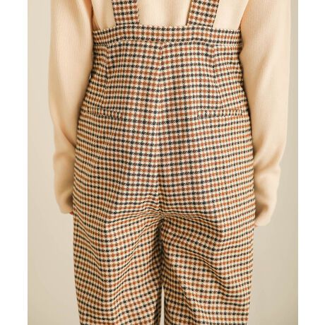 日本 Bab - 文藝少女歐風吊帶褲-格紋-卡其