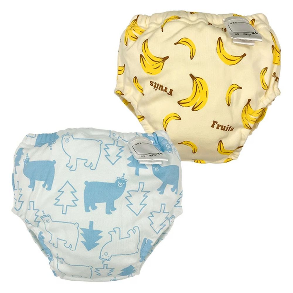 日本 Chuckle Baby - 六層學習褲(兩件組)-熊熊＋香蕉-藍 黃