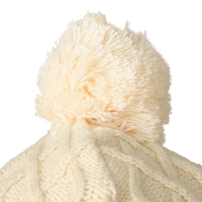 akachan honpo - 冬季針織帽-刺繡-淺卡其色