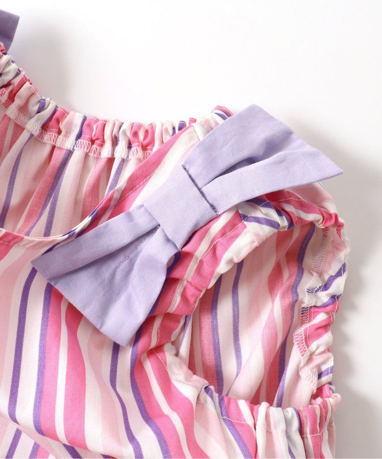 日本 apres les cours - 肩蝴蝶結浪漫印花無袖A字洋裝-向日葵-水藍