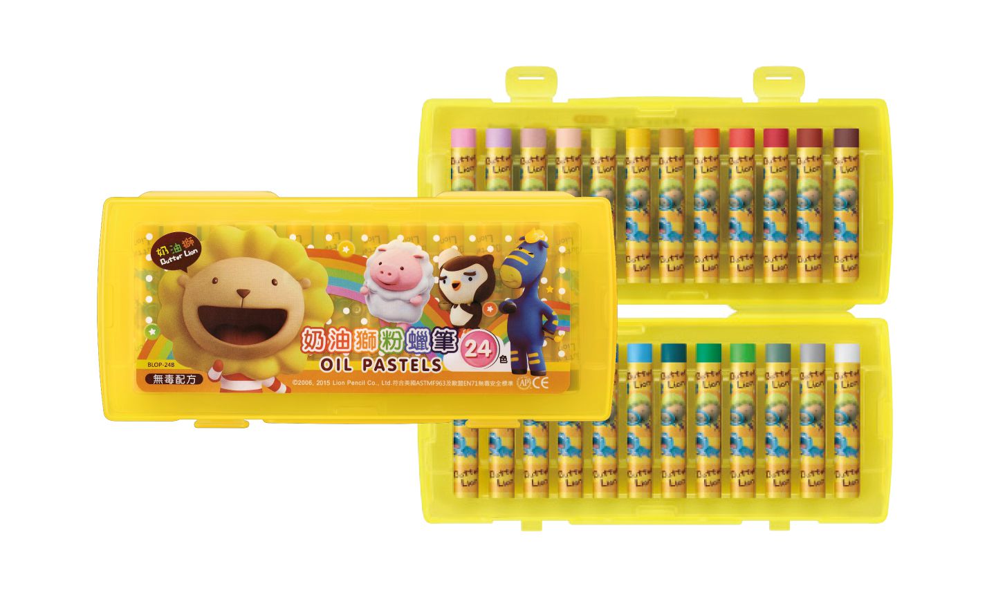 雄獅 SIMBALION - 奶油獅粉蠟筆(塑膠盒)-24色-外盒顏色隨機