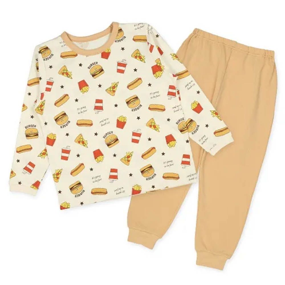 印花長袖家居服/睡衣(四季款)-美味速食