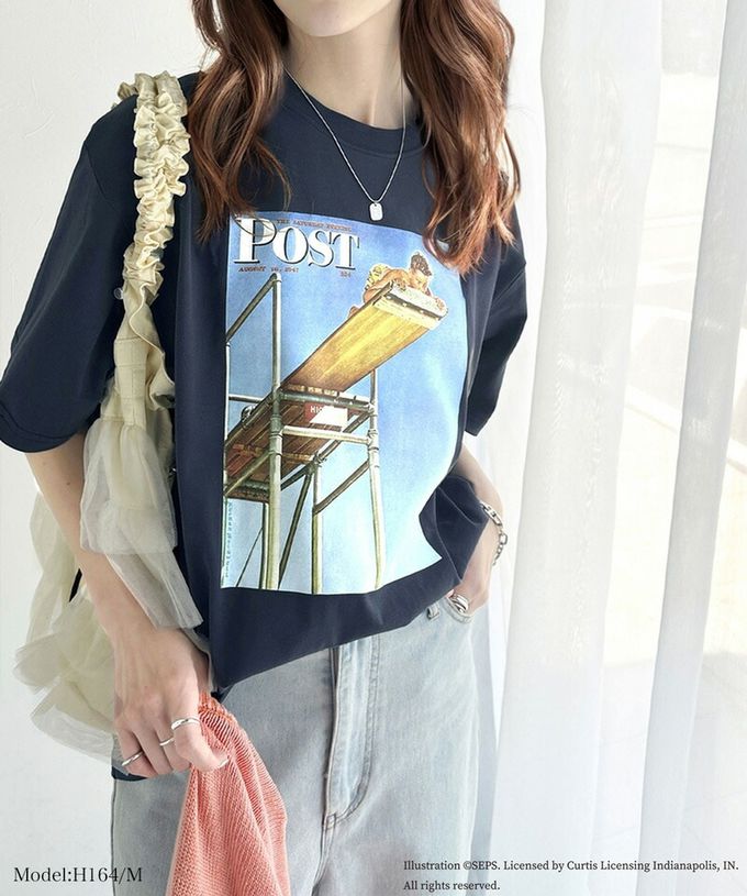 日本 Classical Elf - 設計師聯名 復古印花寬版T恤-跳水男孩-白