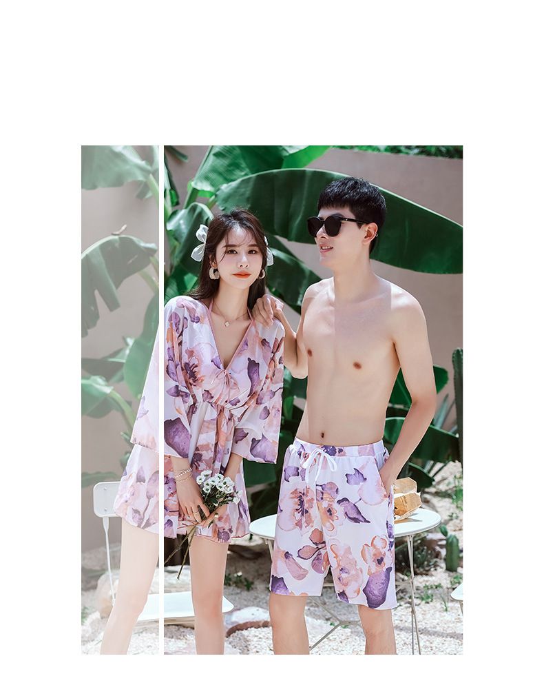 男士泳褲-唯美花瓣-紫+粉-直播專屬