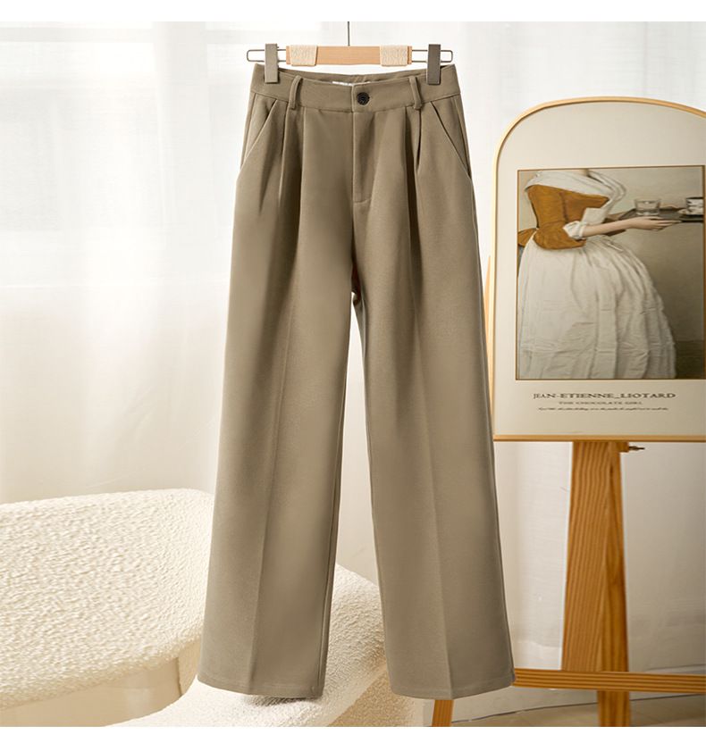 寬鬆休閒闊腳西裝褲-棕色