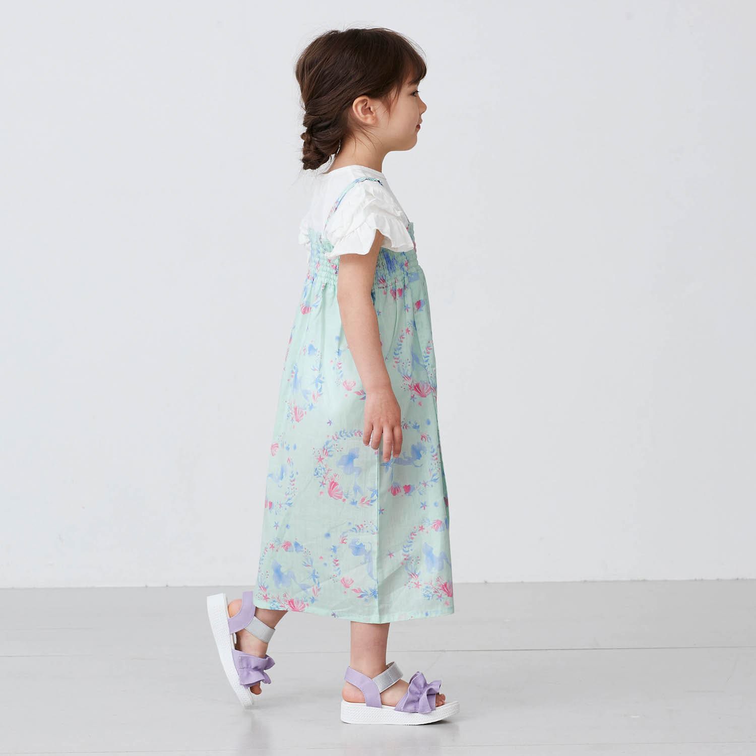 日本千趣會 - 迪士尼 可當洋裝穿的2 WAY浴衣組合-冰雪奇緣-水藍