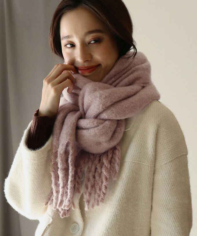 日本 BLUE EAST - 舒適保暖流蘇圍巾-素色-摩卡 (43x211)