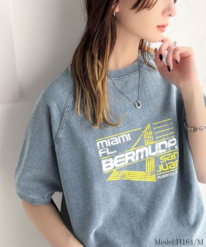 日本 Classical Elf - 前後2way復古標語印花五分袖上衣-燕麥