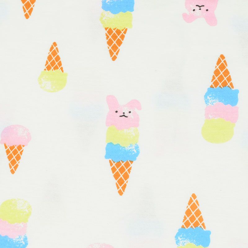 akachan honpo - 女短袖家居服CoCupa!! 背部為棉紗-冰淇淋兔-米白色