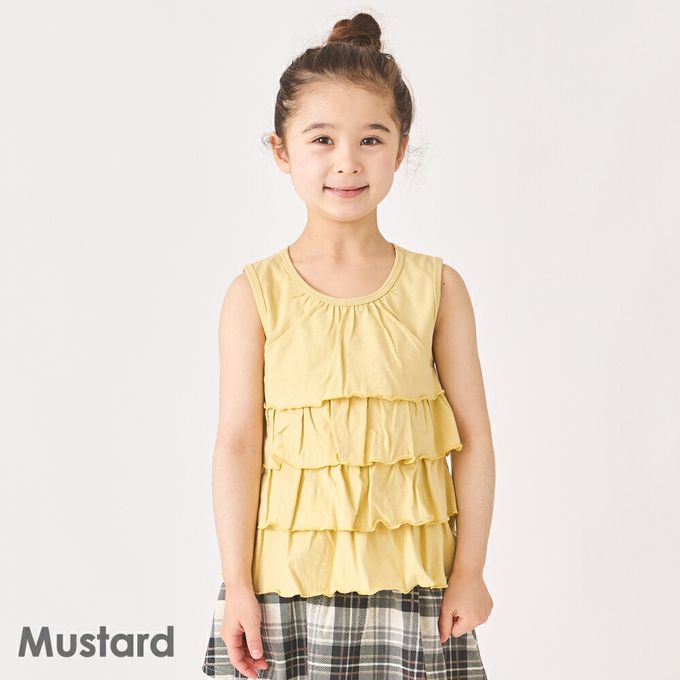 日本 evercloset - 100%棉 蛋糕層次無袖背心-點點-黑