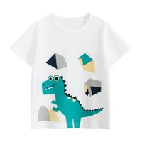 27KIDS - 純棉短袖上衣-恐龍色塊-米白
