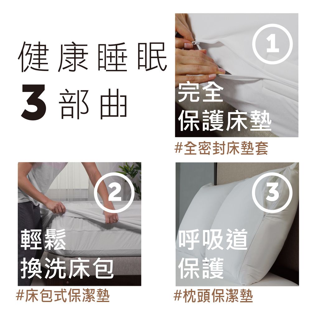 美國寢之堡 - 極細纖維床包式防水防螨保潔墊-白 (雙人-152x190x45cm)