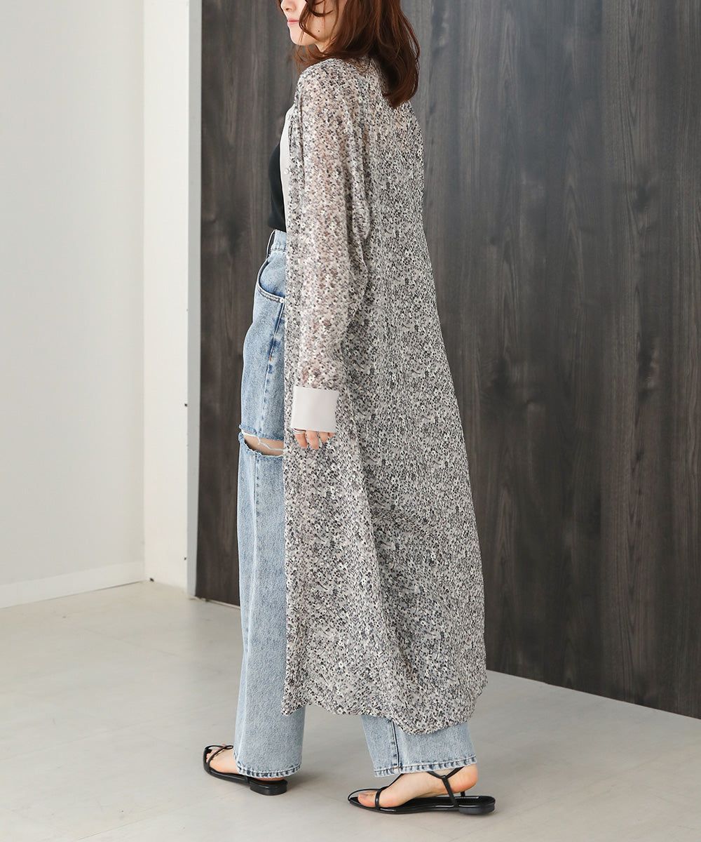 日本 Bab - 文藝浪漫碎花排扣洋裝-石英灰