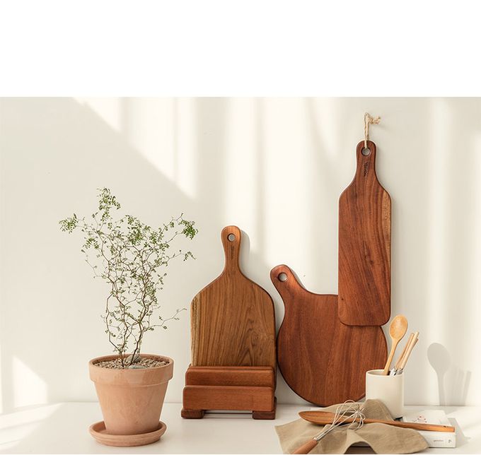 韓國 SSUEIM - 桃花心木製把手細長形砧板/托盤42x12x2