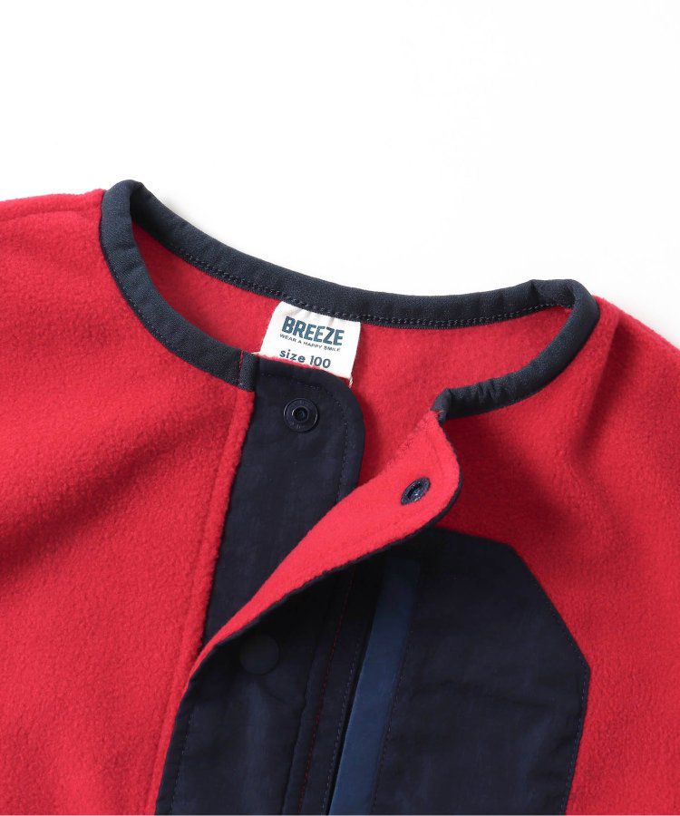 日本 BREEZE - 古著撞色輕質短毛外套-米白x軍綠