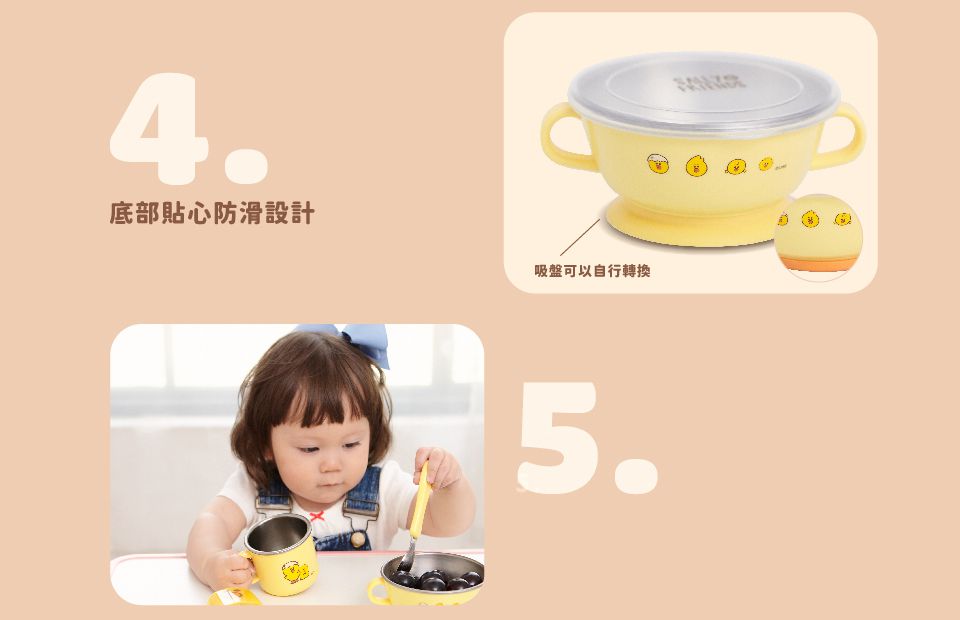 Kikimmy - LINE FRIENDS 304不銹鋼兒童餐具六件套組-莎莉和她的朋友款