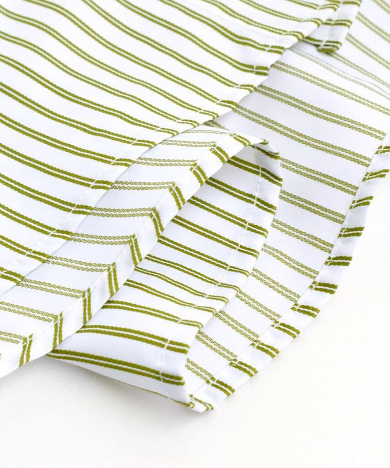 日本 zootie - 男孩風直條紋短袖襯衫-青草綠