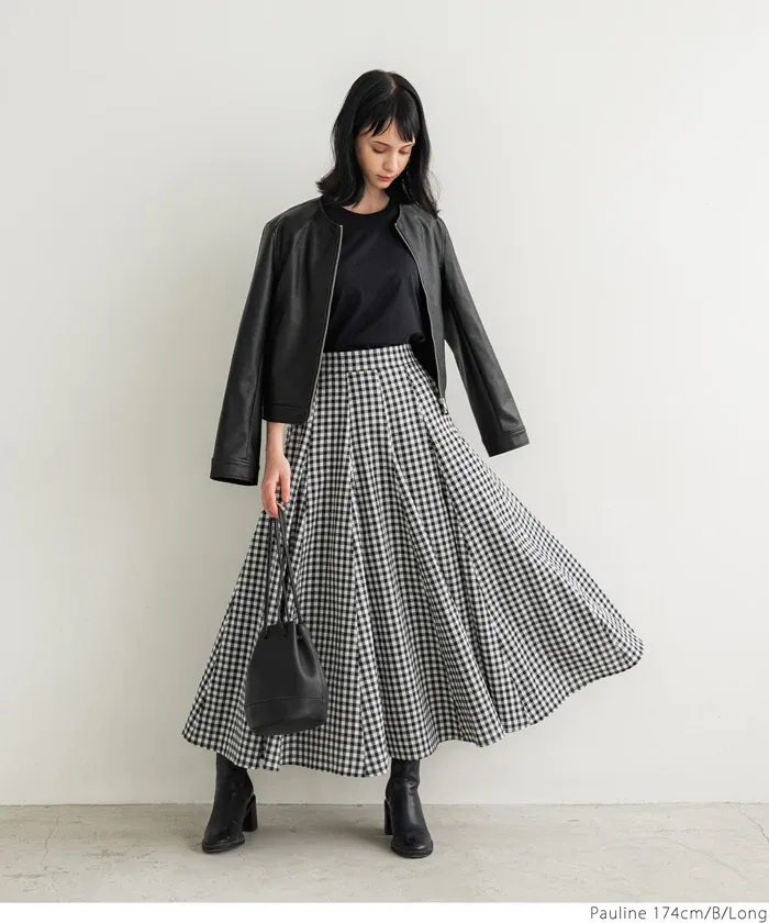 日本 COCA - 修身剪裁百搭格紋長裙-大人-格紋B