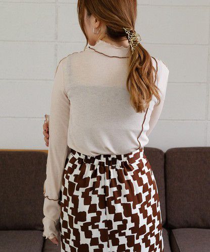 日本 Bou Jeloud - 木耳滾邊長袖上衣-淺灰