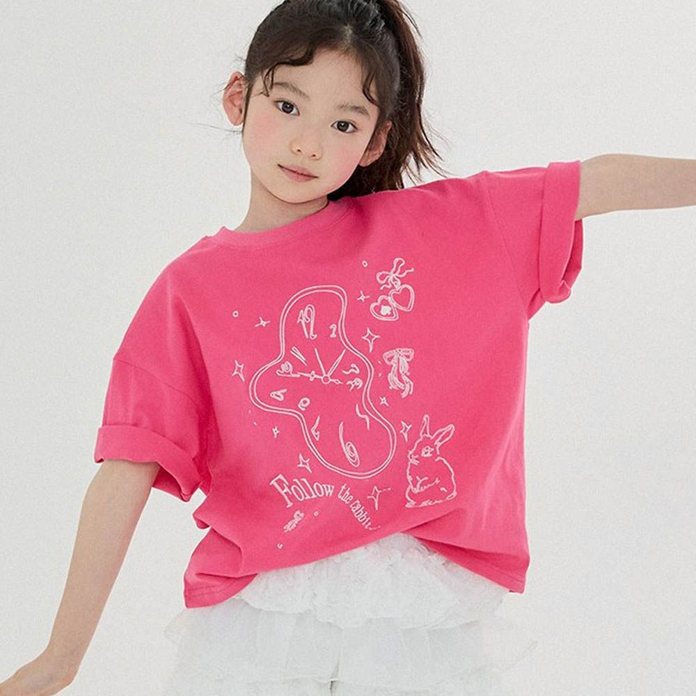 兔子仙境童話短袖上衣-桃粉