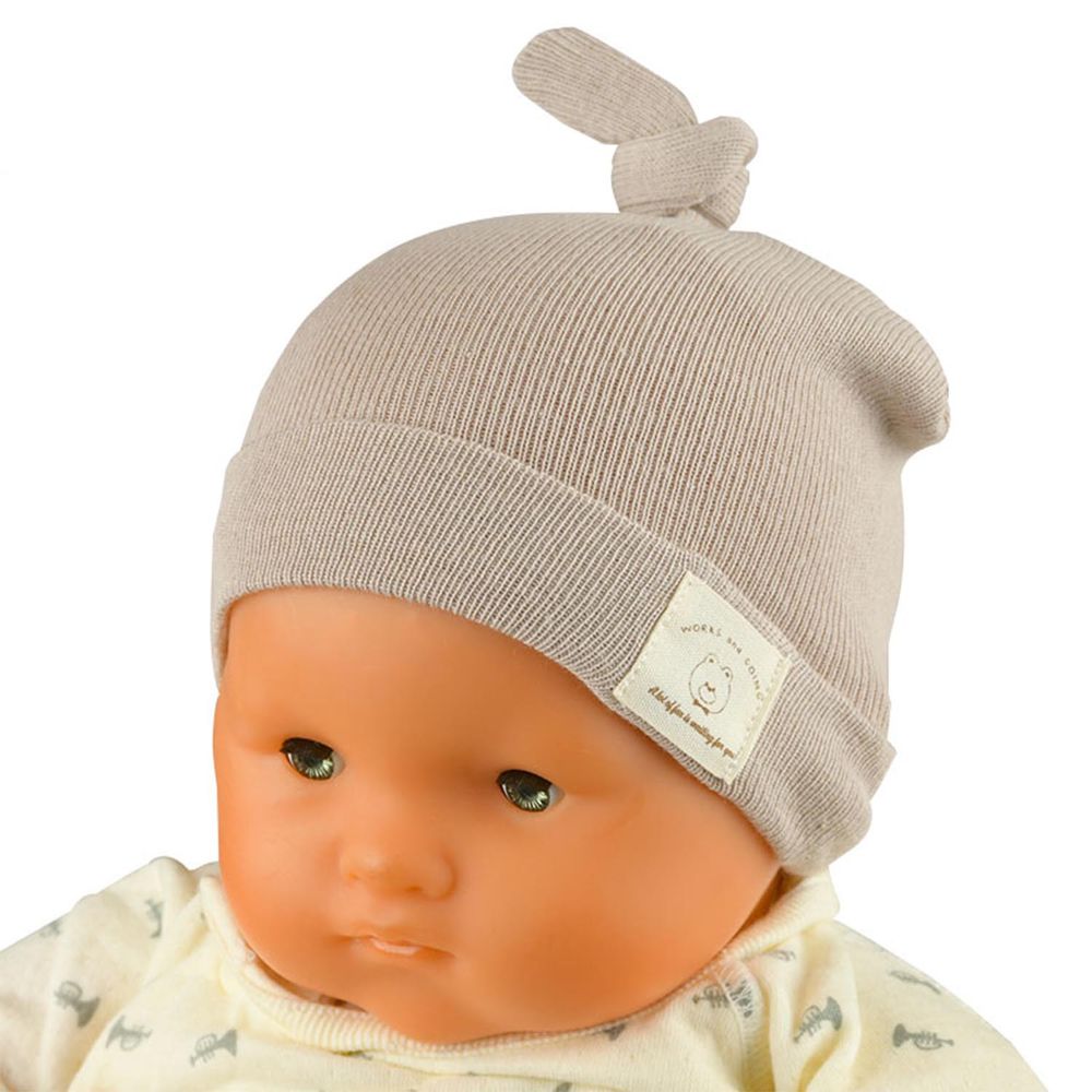 akachan honpo - 新生兒針織帽-橡實造型-灰色 (頭圍32～36cm)