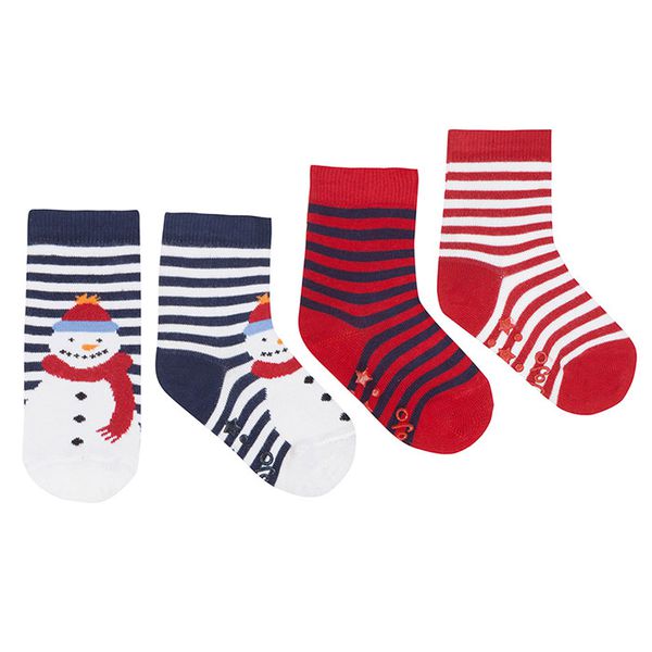 英國 JoJo Maman BeBe - 柔細寶寶兒童短襪/棉襪 3入組-雪人