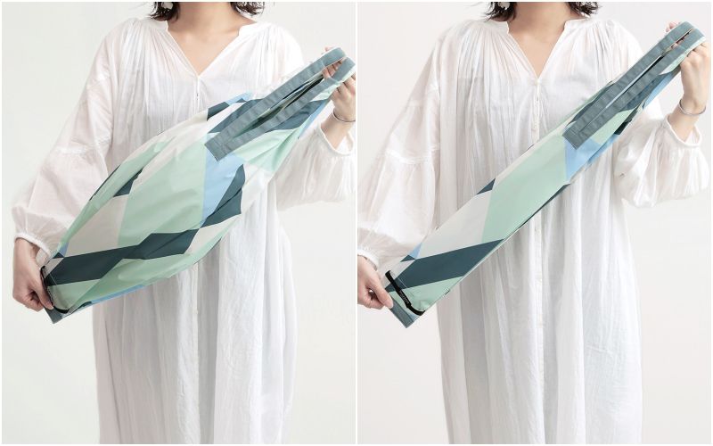 日本 MARNA - Shupatto 秒收摺疊購物袋-Drop水滴款-帥氣黑 (L(30x63cm))-耐重 10kg / 25L