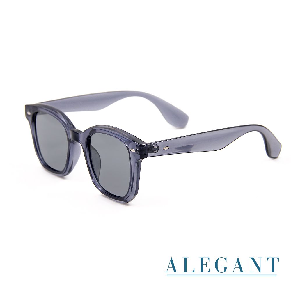 ALEGANT - 曦夏冰晶灰時髦日常威靈頓粗框輕量TR90寶麗來偏光墨鏡│UV400太陽眼鏡