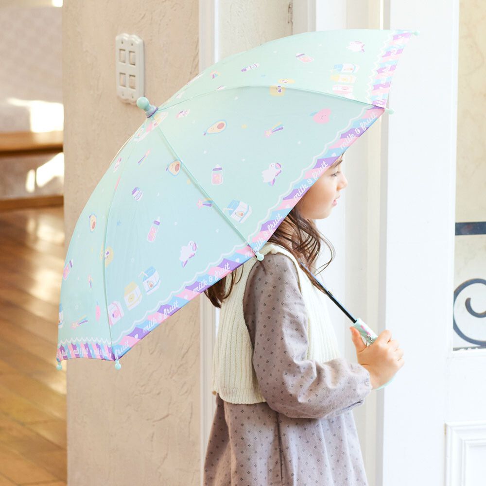 日本中谷 - 透明窗設計兒童雨傘/直傘-牛奶盒-粉紫 (45cm(身高105-115cm))