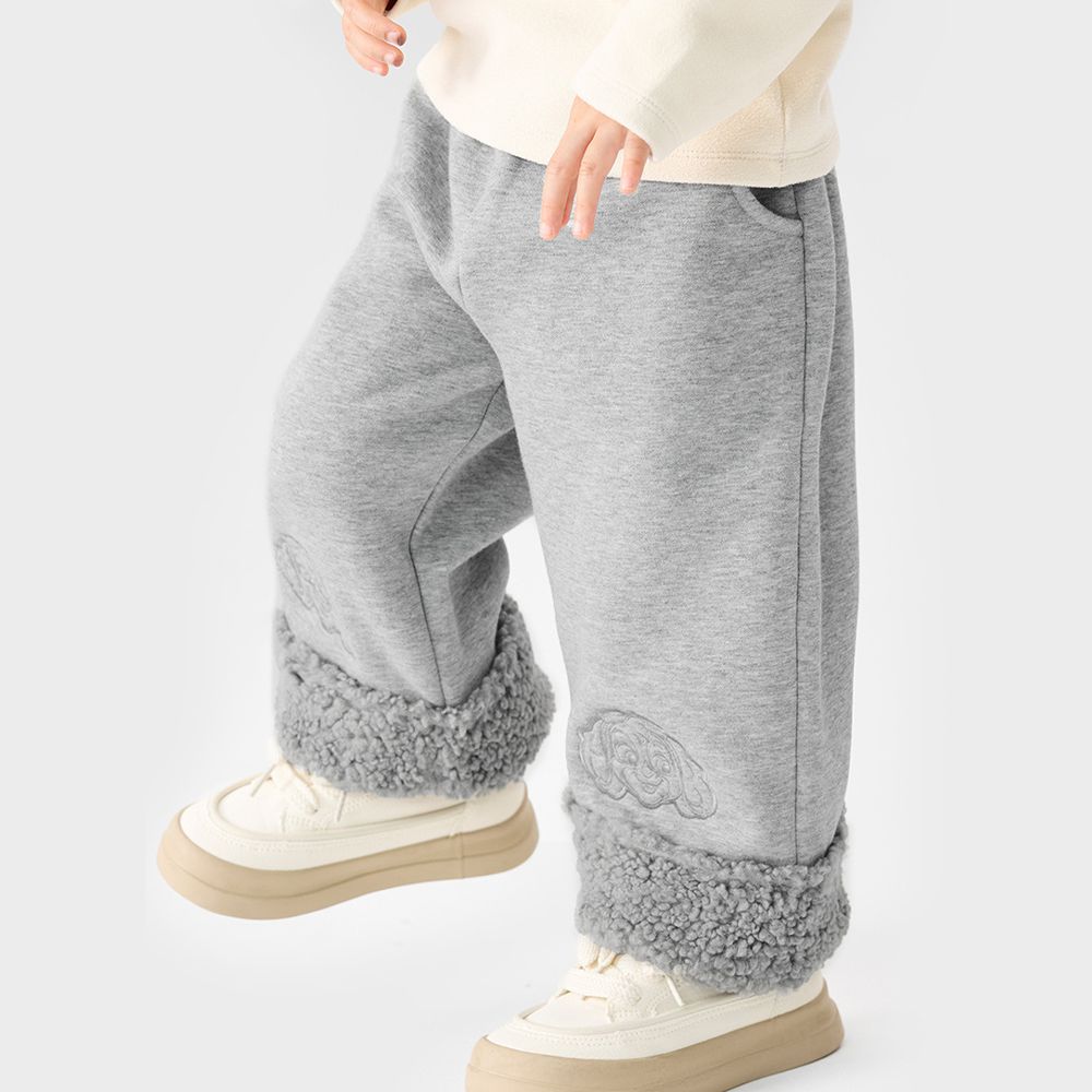 卡通汪汪隊加絨毛邊長褲-卡通人物天天-灰色