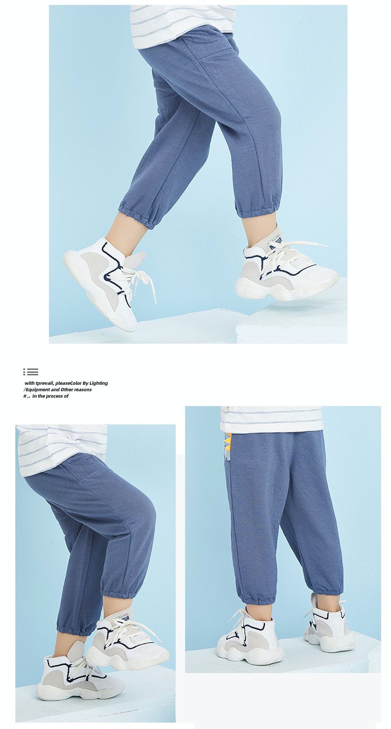 立體圖樣束口長褲/防蚊褲-恐龍踢足球-深藍色