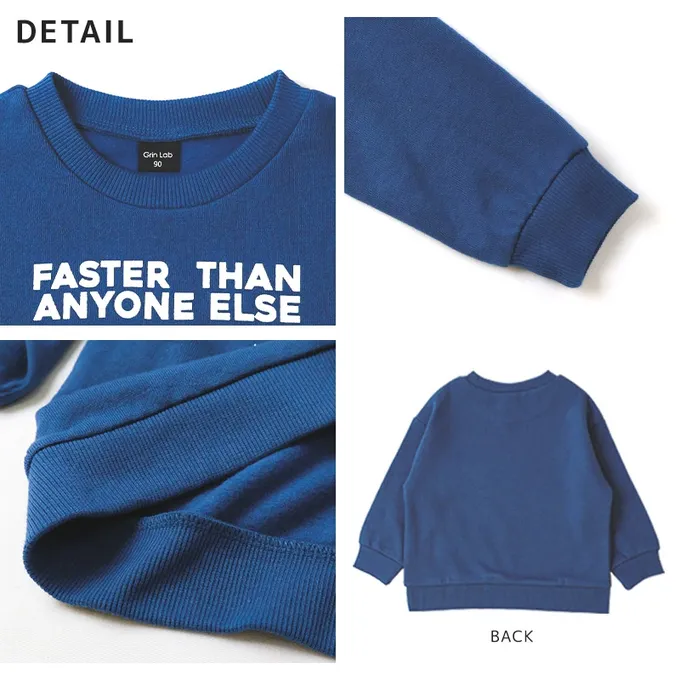 日本 ZOOLAND - 裏起毛 帥氣男孩長袖上衣-亮片警車-海軍藍