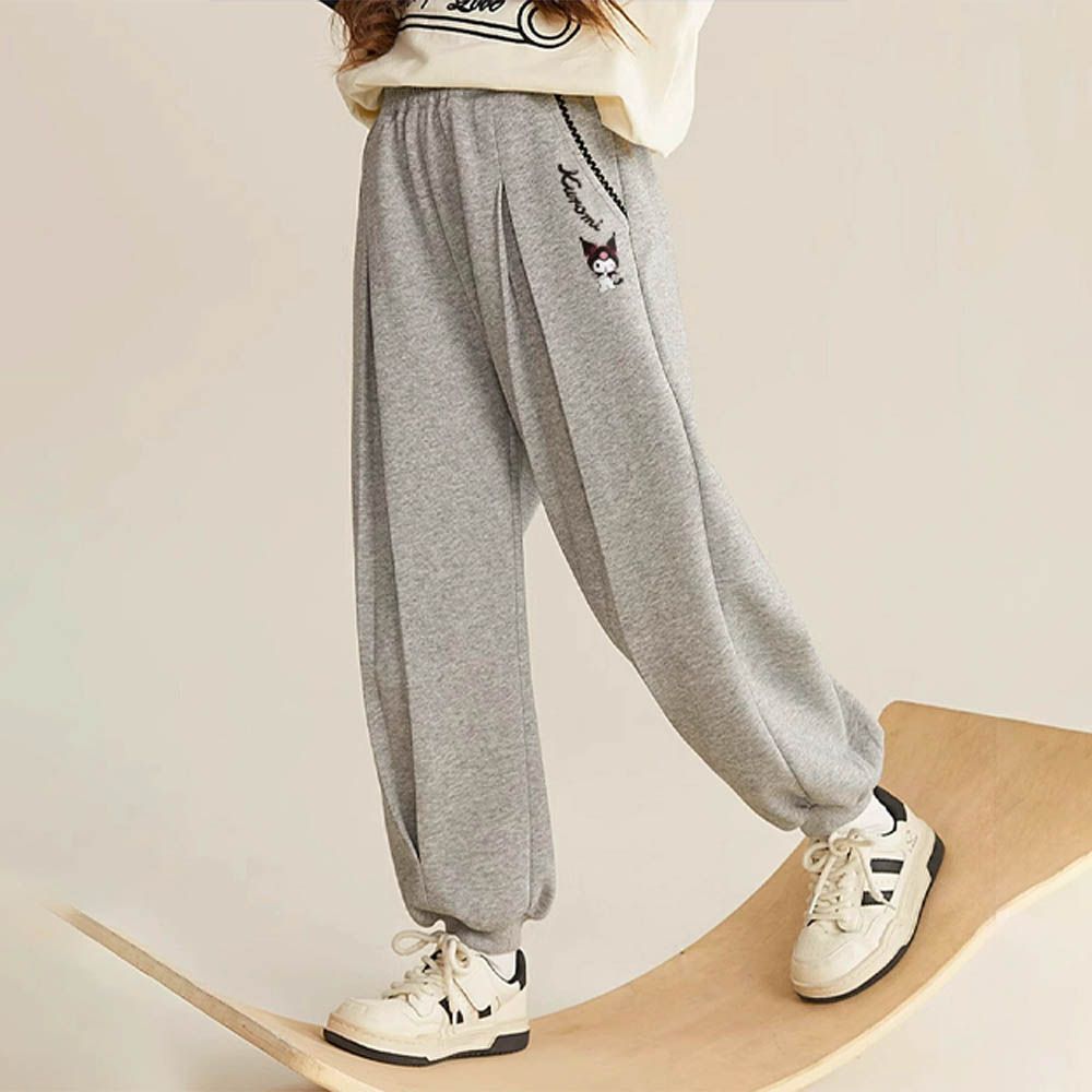 百搭打褶休閒長褲-卡通人物酷洛米-灰色