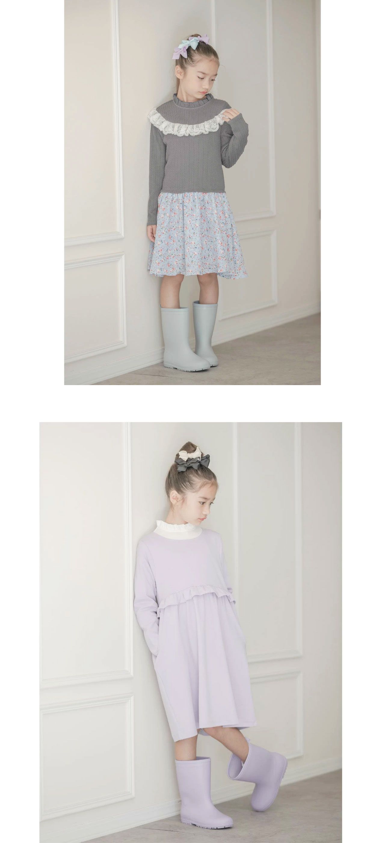 日本 Catherine Cottage - 浪漫蝴蝶結三種配色髮夾(6入組)-灰x紫羅蘭x水藍