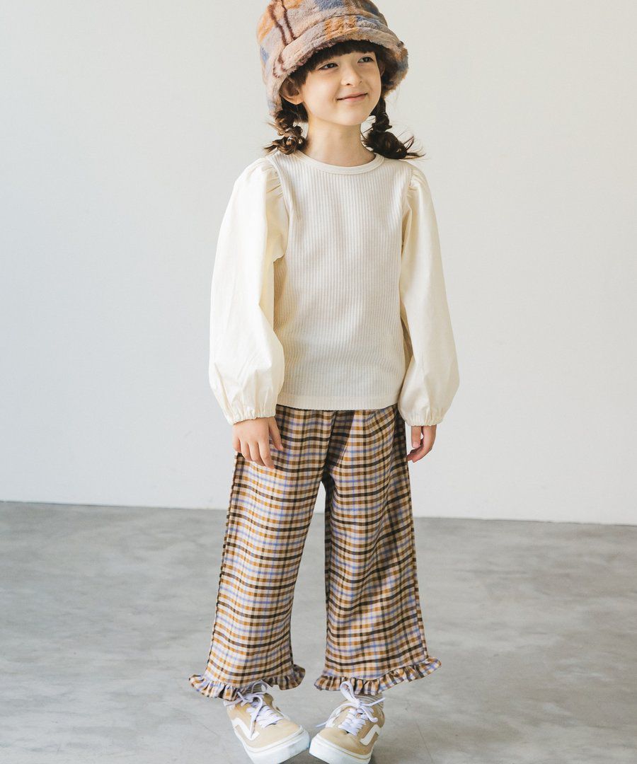 日本 PAIRMANON - 荷葉造型寬褲-深咖啡