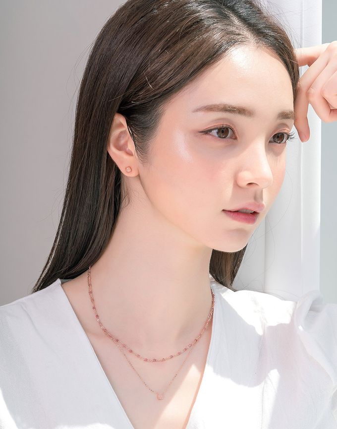 韓國 Soo&Soo - (925純銀)印加玫瑰石愛情項鍊 (長度40cm)