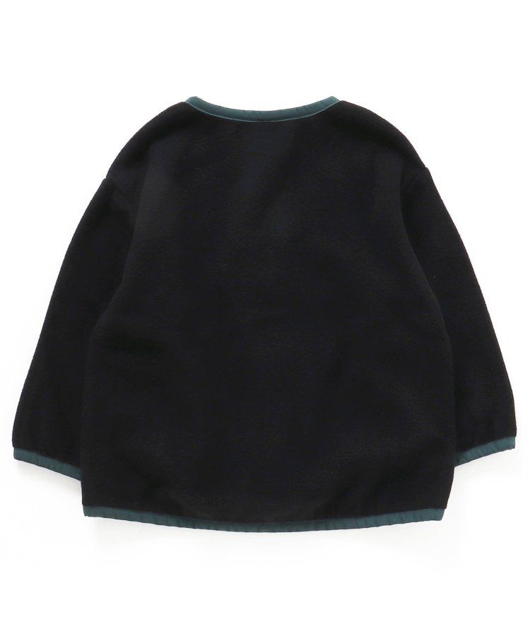 日本 BREEZE - 古著撞色輕質短毛外套-米白x軍綠