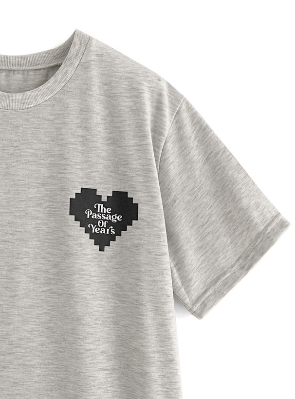 日本 GRL - 幾何愛心圓領短袖上衣-白 (F)