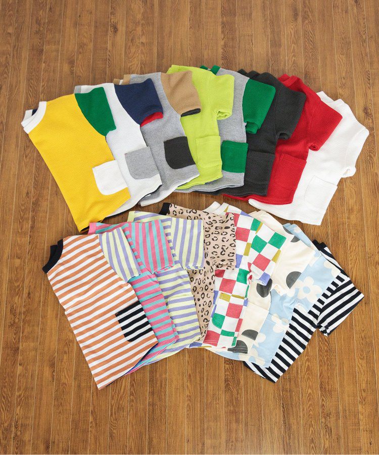 日本 BREEZE - 正反OK！柔軟華夫格長袖上衣-撞色-黃綠灰