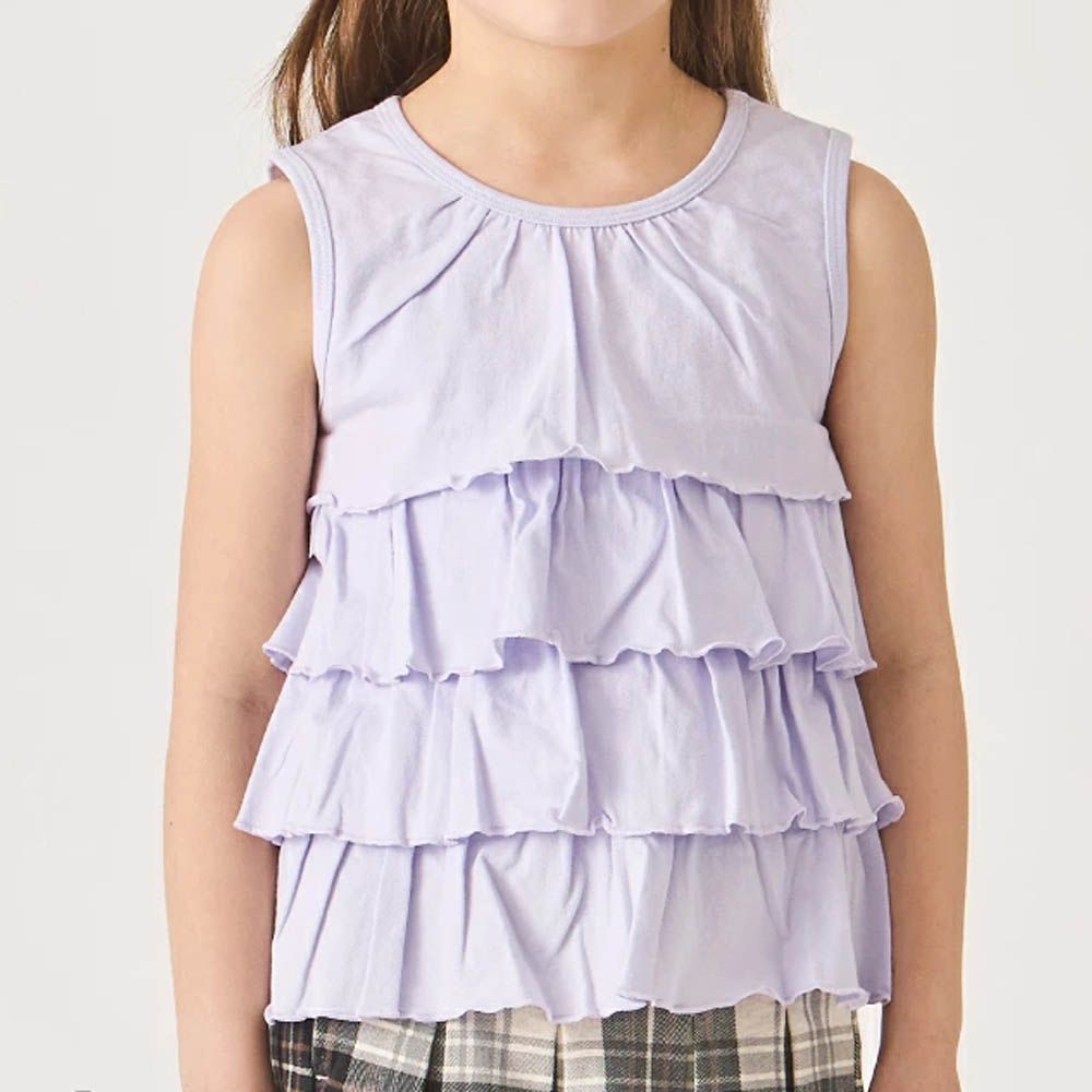 100%棉 蛋糕層次無袖背心-素面-紫