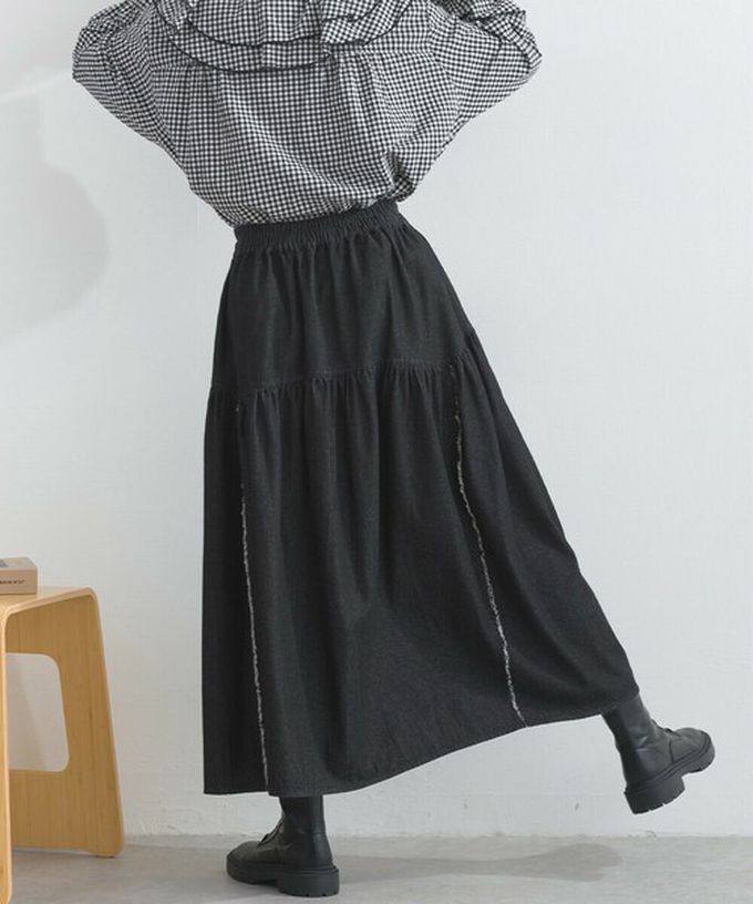 日本 Lupilien - 厚磅立體感線條澎澎長裙(附口袋)-焦糖棕