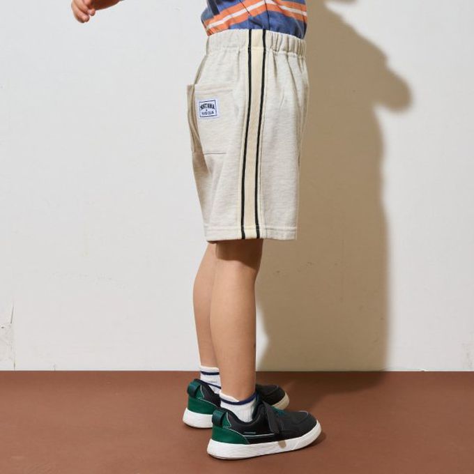 日本 b-ROOM - 側邊線條休閒短褲(4分丈)-天藍