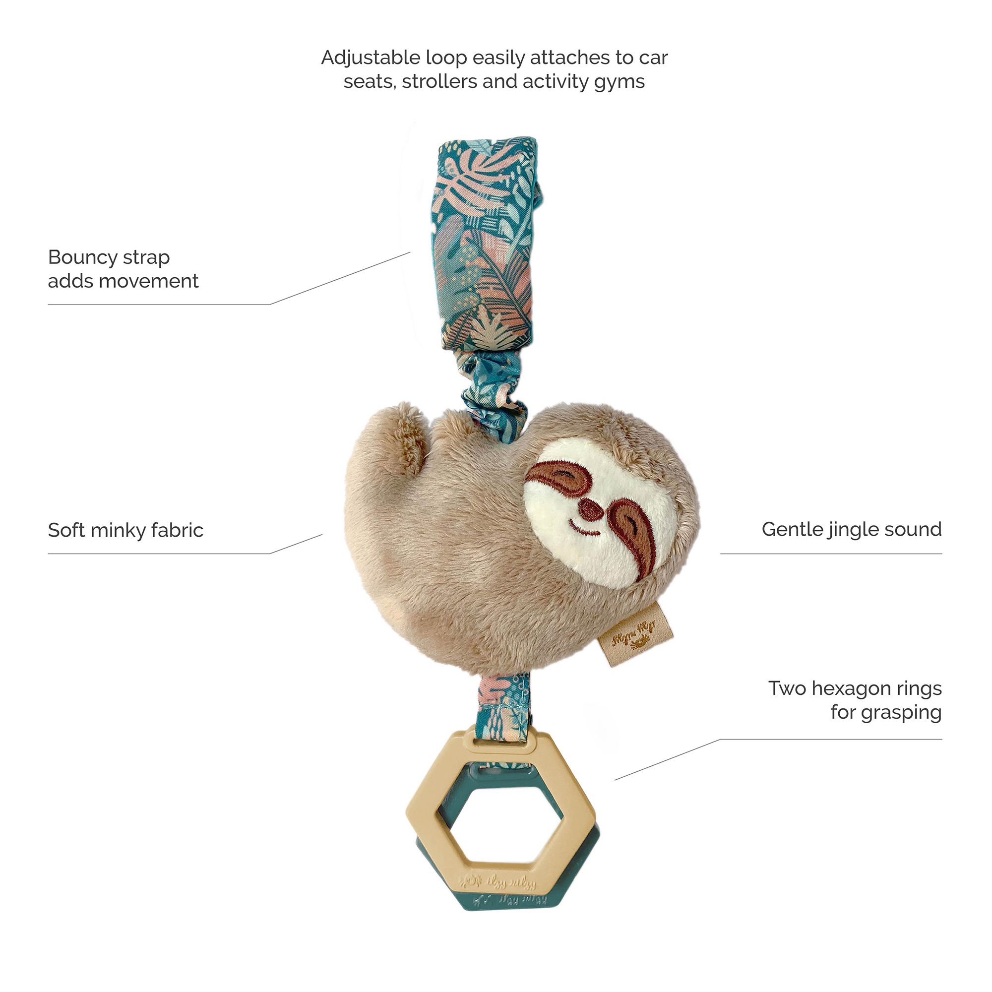 美國Itzy Ritzy - 迷你搖鈴玩偶-微笑樹懶