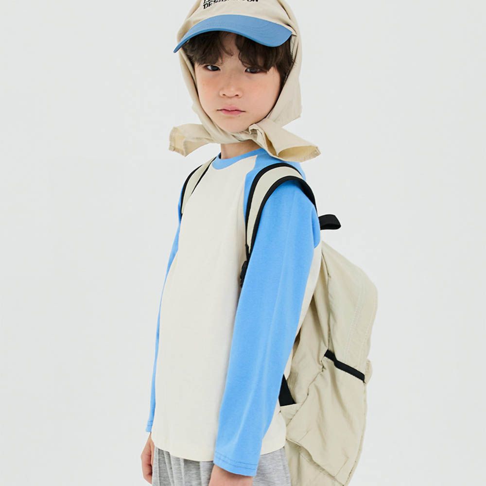 W.S.B. 極簡拼色純棉長袖上衣-藍