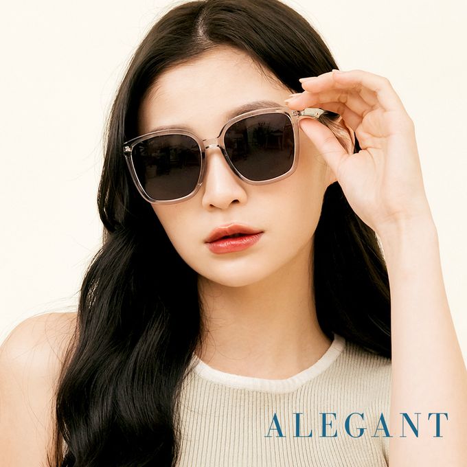 ALEGANT - 晶月灰復古風格輕量橢圓方框墨鏡│UV400太陽眼鏡
